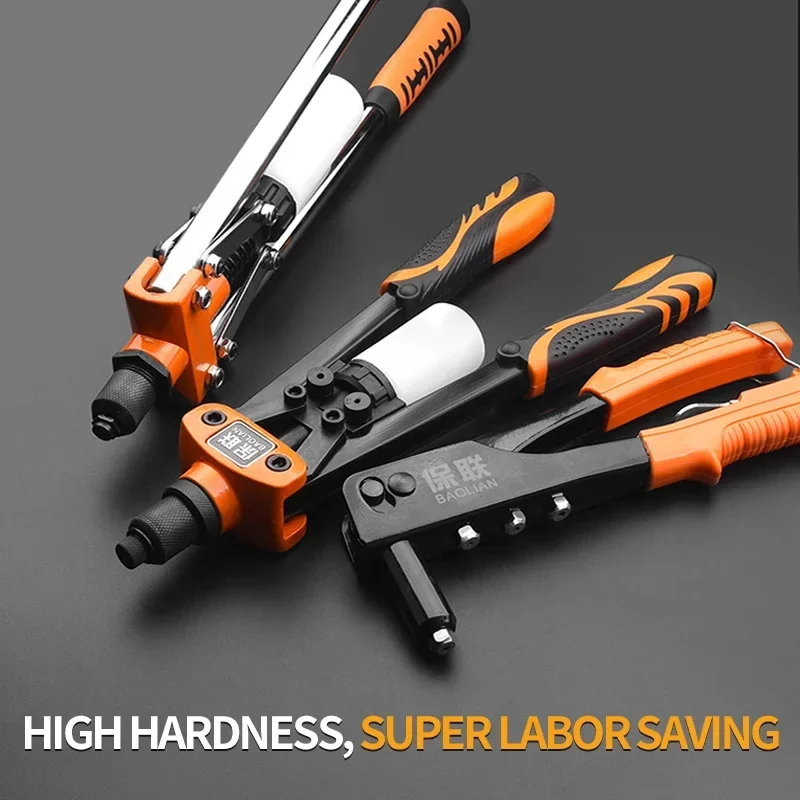 50pcs Rivet Nut and Hand Riveter Set Professional Manual Rivet Gun Tool For Home Repair Double Insert Manual Riveter Tool