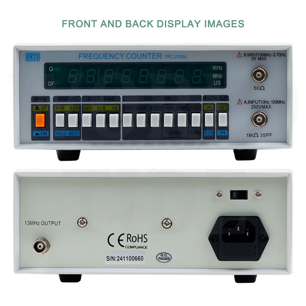 Contatore di frequenza ad alta precisione 10HZ-2.7GHZ con display LCD per test di segnale RF/AC/DC, laboratorio e riparazione elettronica TFC2700L - immagine 4