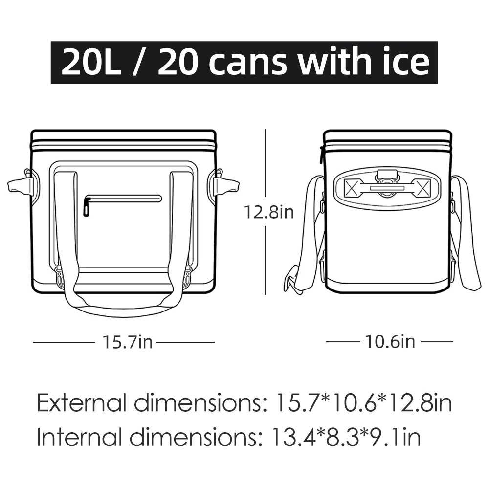18Cans 72-Hours Soft Cooler Bag Leak-Proof Soft Pack Cooler Bag Waterproof Insulated Sided for Hiking, Camping