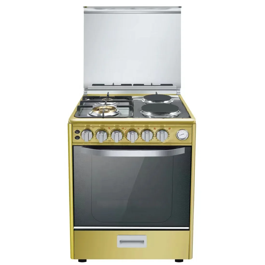 Gas Stove With Oven, Upright Connected, 6-6, 4-burner Multifunctional Integrated Oven