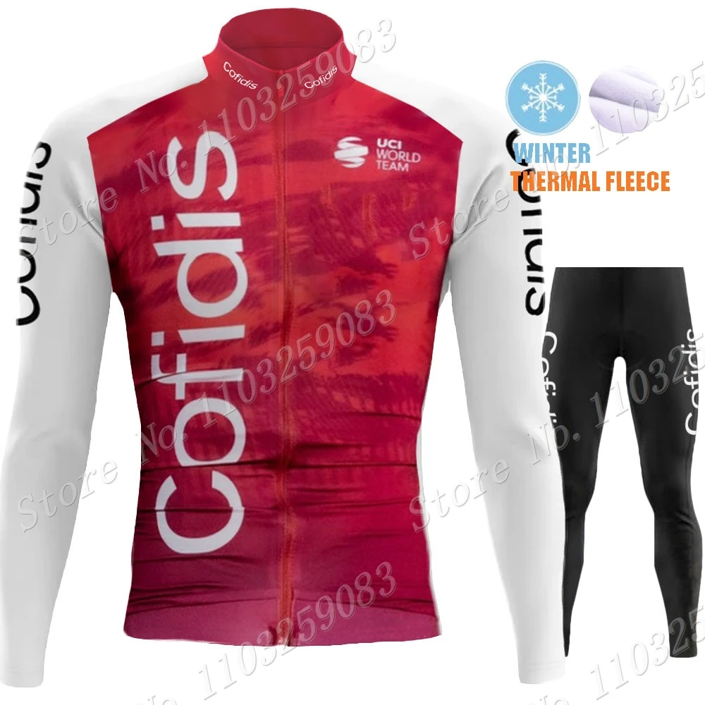 Cofidis Cycling Jersey Set Team Long Sleeve France Cycling Red Clothing Bike Thermal Jacket Suit Pants Bib MTB Ropa Maillot