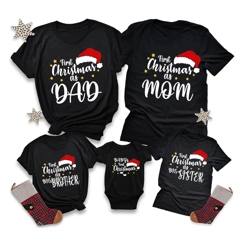 Tenues De Noël Assorties Pour La Famille, Chemise Vertébrale Papa 1Er Noël, Barboteuse Bébé, Vêtements De Fête De Noël, Cadeau De Famille, 1 Pièce