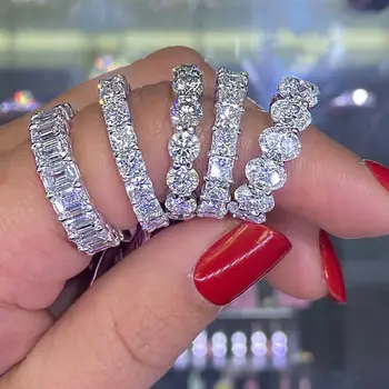 2022 Eternity Diamond Ring 925 Sterling silver Engagement Wedding Band Rings for Women Men Promise Birthday Party Jewelry Gift 1