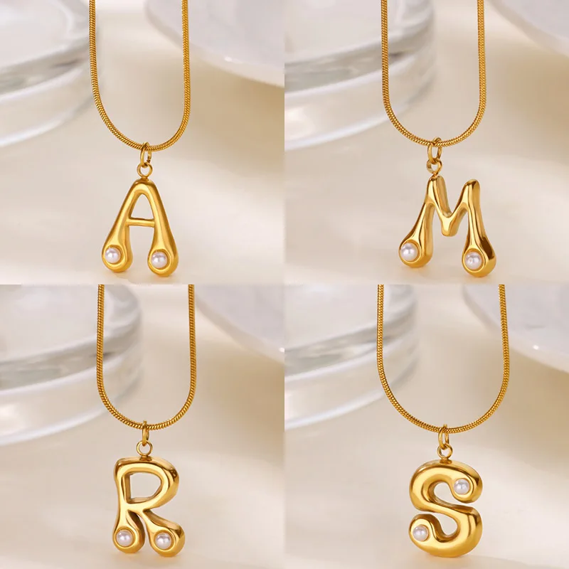 Stainless Steel Letter Necklace for Women Wedding Jewelry