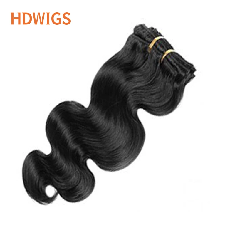 Clip in One Piece Body Wave Brazilian Clips in Human Hair Extension 10inches with 5clips Hair Extension Natural Blond Hairpiece
