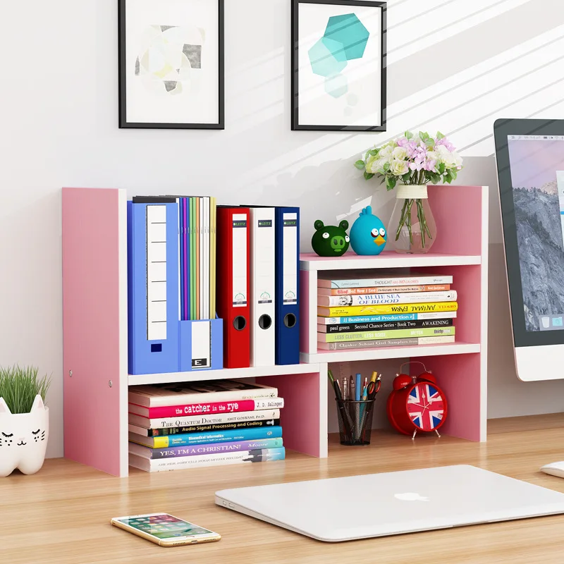 Tabletop Book Display, Library Storage Organizer with Adjustable Book