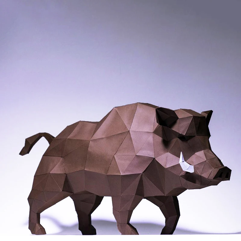 Wild Boar Paper Model Papercraft 3D Origami Home Decor Decoration Room Ornament Stereoscopic Sculpture DIY Puzzles Toys 60cm
