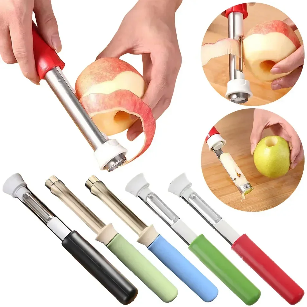 2025 New 2 in 1 Apple Peeler Telescopic Stainless Steel Apple Core Remover Fruit Corer Apple Seed Remover Kitchen Gadgets Tool