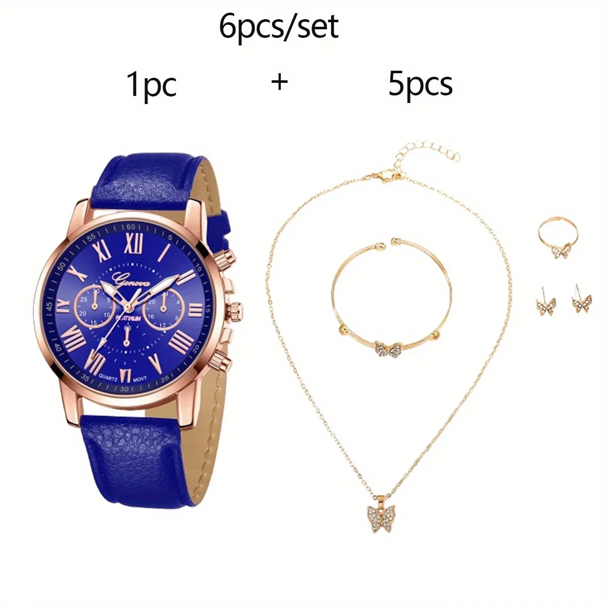 6pcs Women Fashion Quartz Watch Set