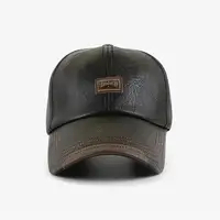 Baseball Cap Casual Fashion Hat Autumn And Winter Thin Plus Velvet Cap Leather Baseball Cap For Men 2024 New Fashion 2