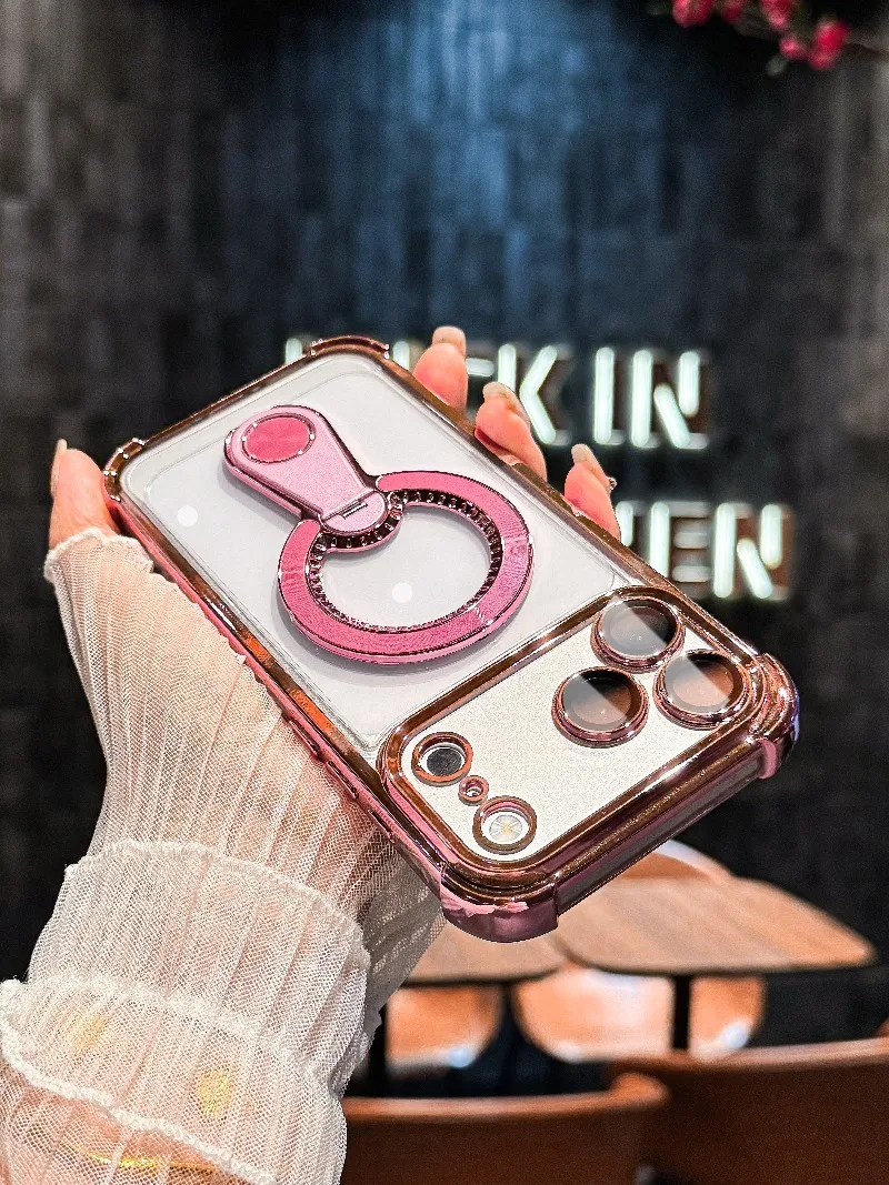 Sleek Transparent Magnetic Stand Holder Shockproof Phone Case