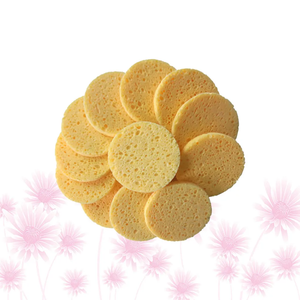 40Pcs 페이셜 클렌징 메이크업 제거를위한 부드러운 라운드 스폰지 코튼 패드 딥 포어 엑스 폴리 에이 팅 오일 컨트롤 브라이트닝 스킨 케어