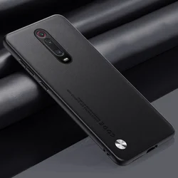 Luxury PU Leather Matte Shockproof Phone Case - Silicone Protection Cover for Xiaomi Mi 9T (Black)