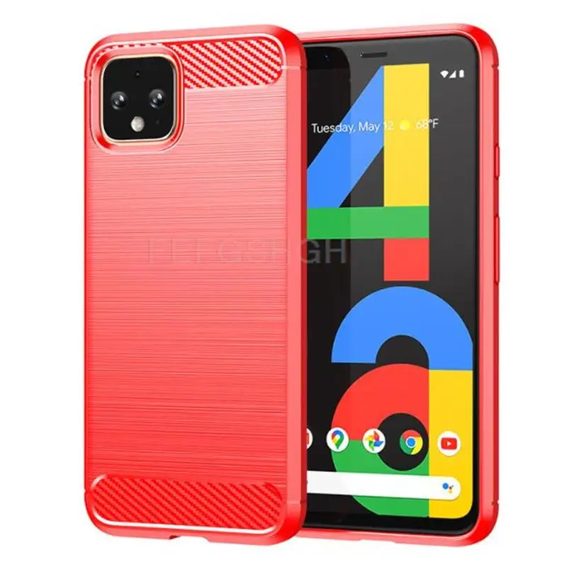 Carbon Fiber Brushed Soft Protective Phone Case with Ring Stand Holder, Shockproof Design