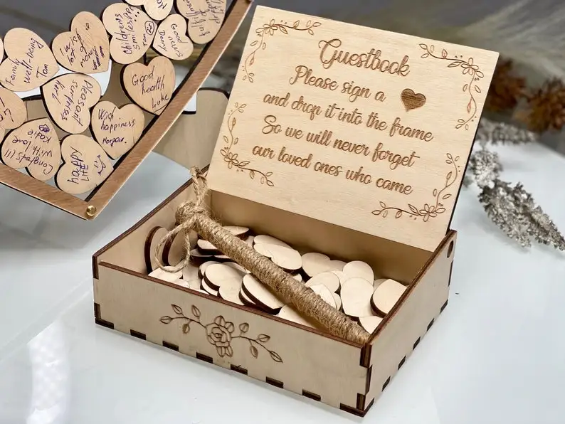 Personalized Wedding Guest Book Bridal Shower Guest Book Alternative Drop Box Wedding Guestbook Rustic D&eacute;cor