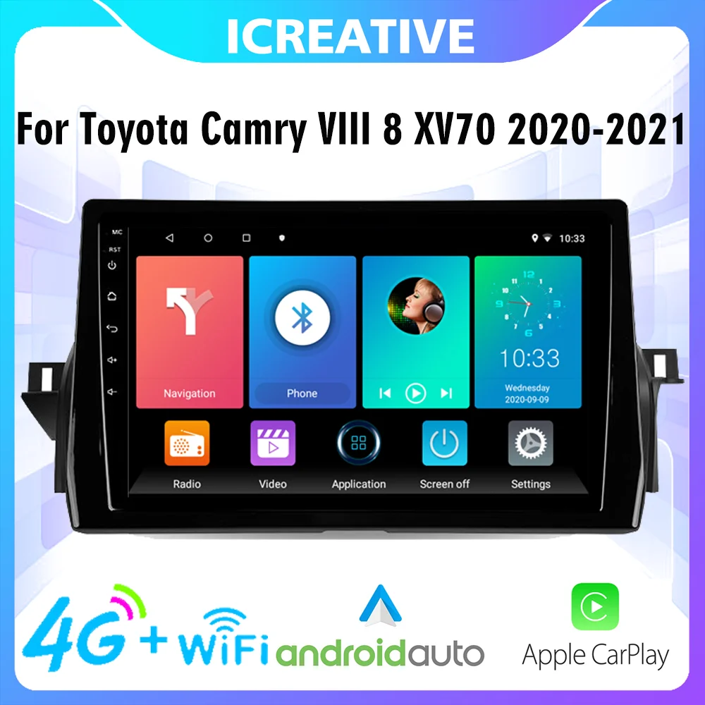 

Car Multimedia Video Player 4G Carplay For Toyota Camry VIII 8 XV70 2020-2021 2 DIN 9 Inch Navigation GPS Android
