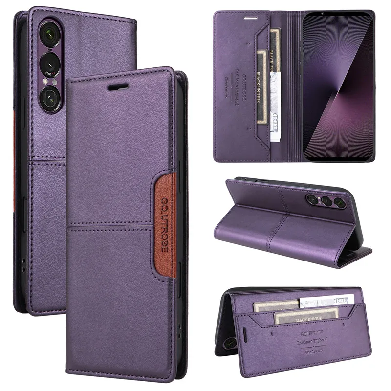 Elegant Magnetic Wallet Leather Phone Case with Anti-theft Card Holder and Flip Cover Design