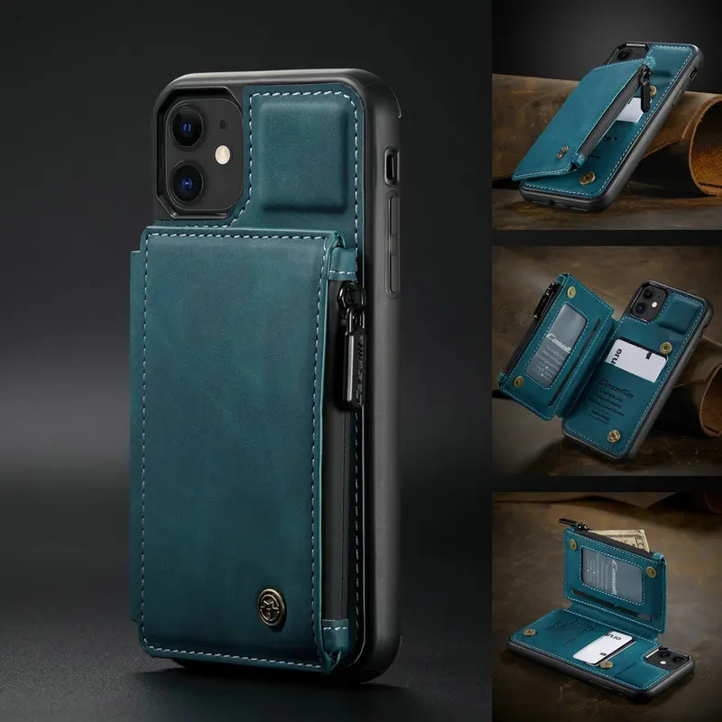 

Caseme Retro Leather Cases For Iphone 15 14 Plus 13 12 Mini 11 Pro Max Leather Case Card Slots Wallet Back Case Stand Back Cover