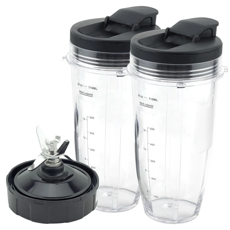 Blender Replacement Parts For Ninja, 2 24oz Cups With Togo Lids, 7