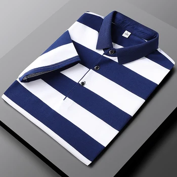 New Summer Men Classic Striped Polo Mens Cotton Short-Sleeved Embroidered Business Casual Hot Polo Shirt Male Dropshipping 16