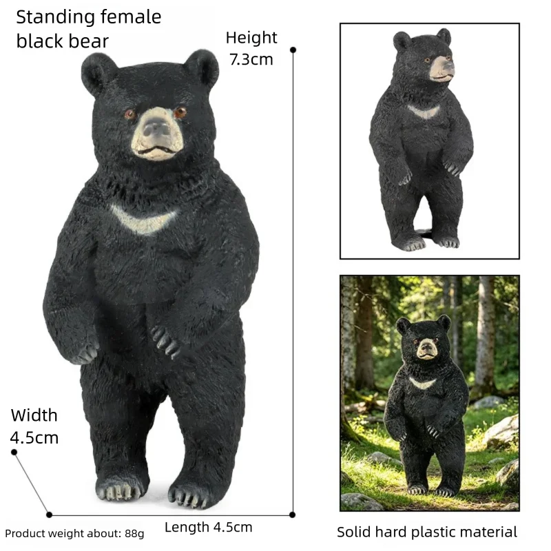Realistic Black and Brown Bear Cub Figurines for Home Decor and Collections