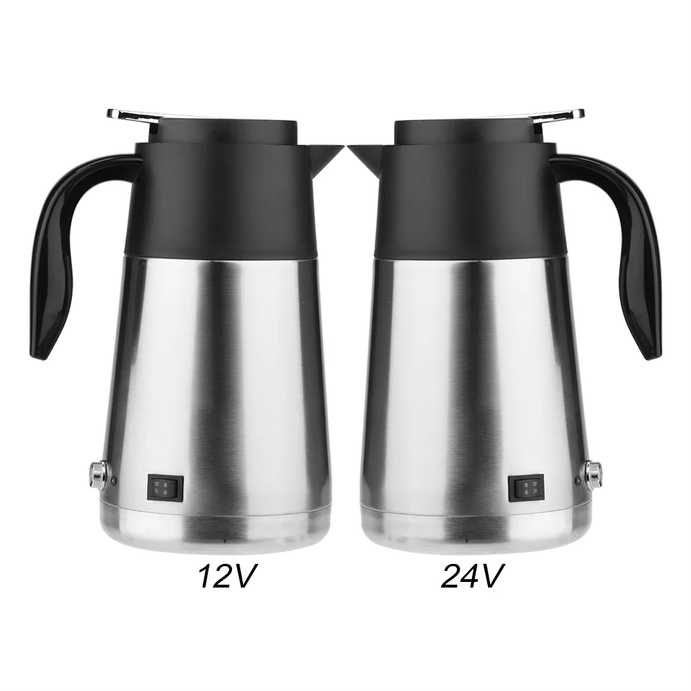 24V Water Kettle, Portable 1200ml Large Capacity 12/24V Car Truck Kettle Water Heater Bottle for Travel 2