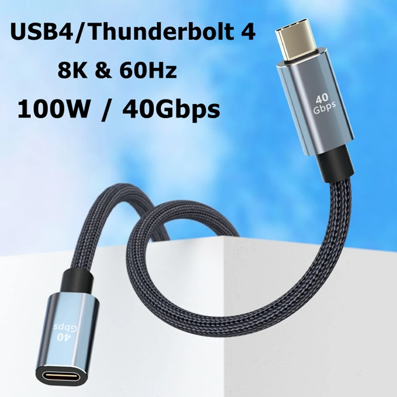 USB 4 Extension Cable Thunderbolt 4 3 Type C 40Gbps USBC Male To