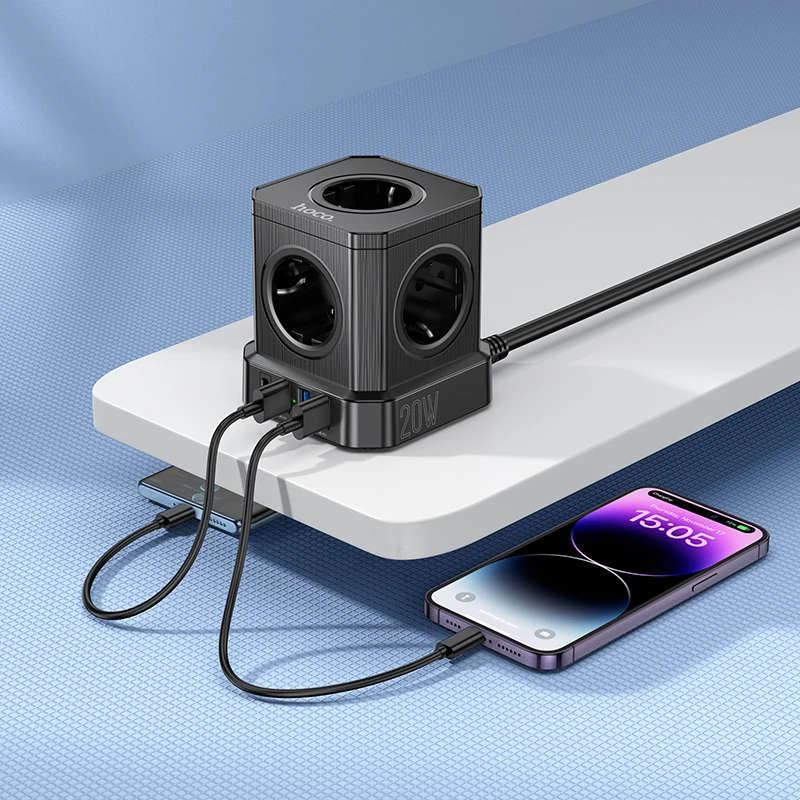 HOCO PowerCube 4000W Multi-Outlet Charging Station (1C3A + 5 Sockets)