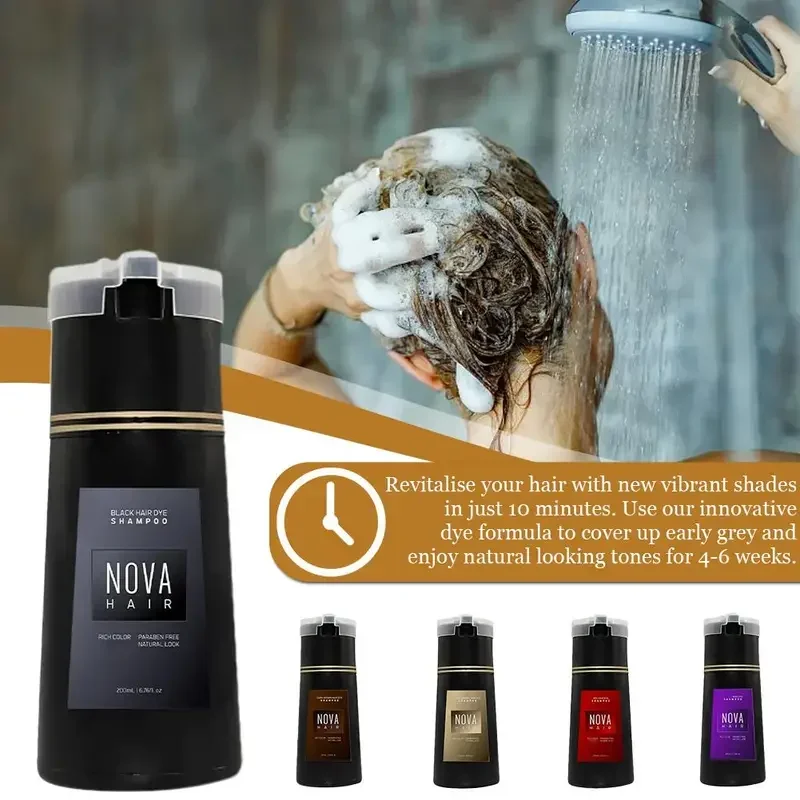Original Hair Dye Shampoo Nova Hair Instant Dye Shampoo Men Women Quick Easy Safe Color Gray Coverage Nourish Scalp Hair Shampoo Hair Dye Shampoo
