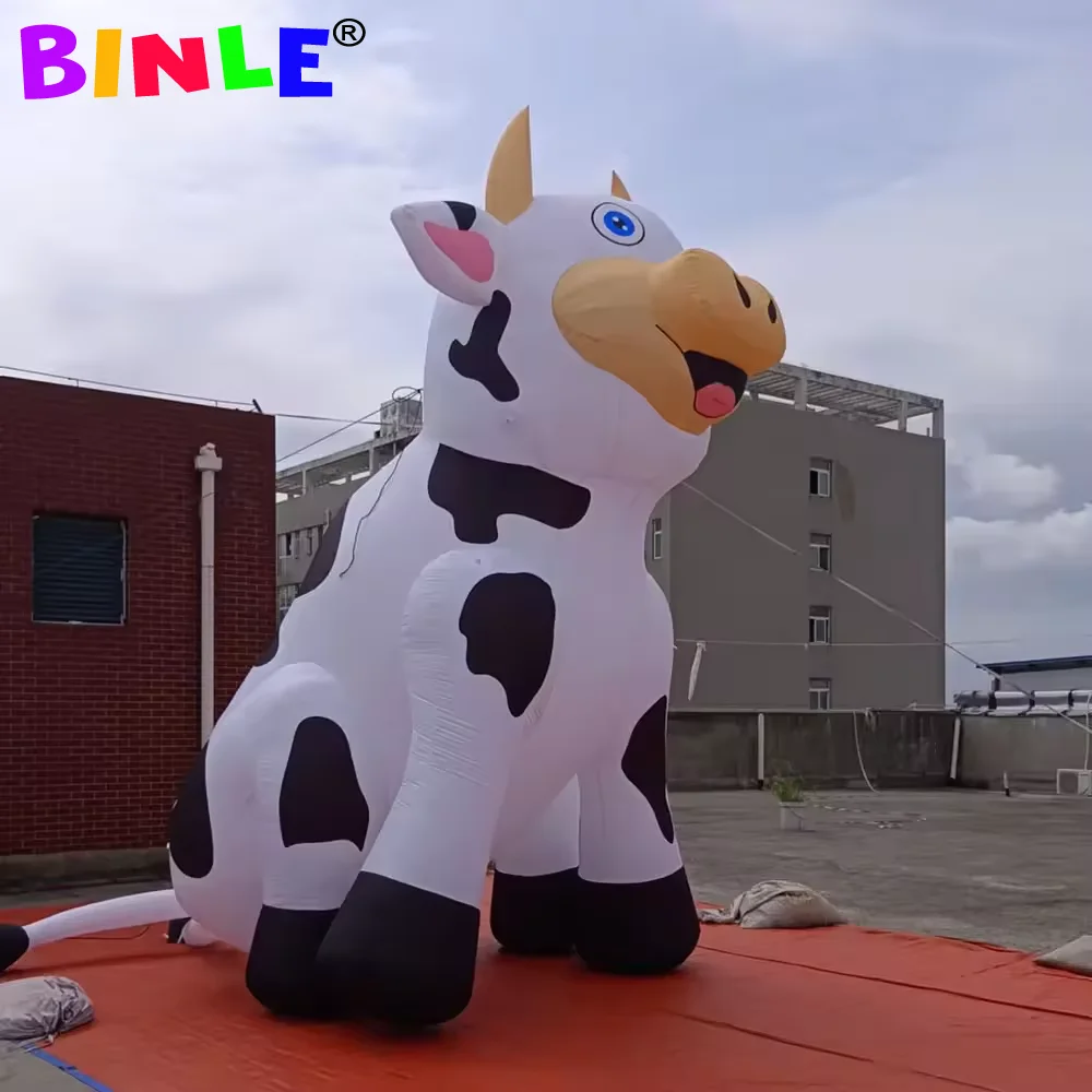 Attractive Giant Inflatable Milk Cow Outdoor Inflatable Dairy Cattle Farm Animal Cartoon Model For Parade Pasture Decoration