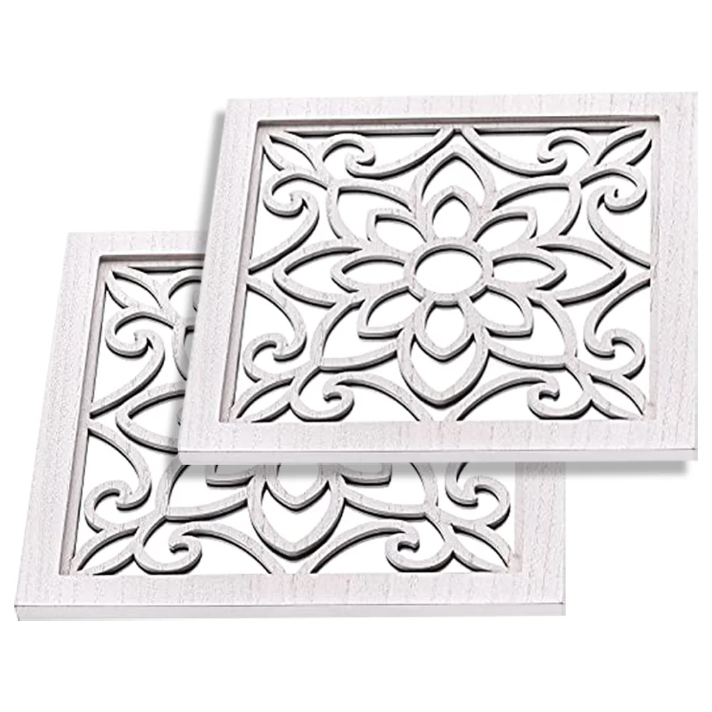 

2 Pcs White Pane Wall Mirror Farmhouse Decor Bedroom Stickers Kitchen Window Decore Murals for Wooden Office
