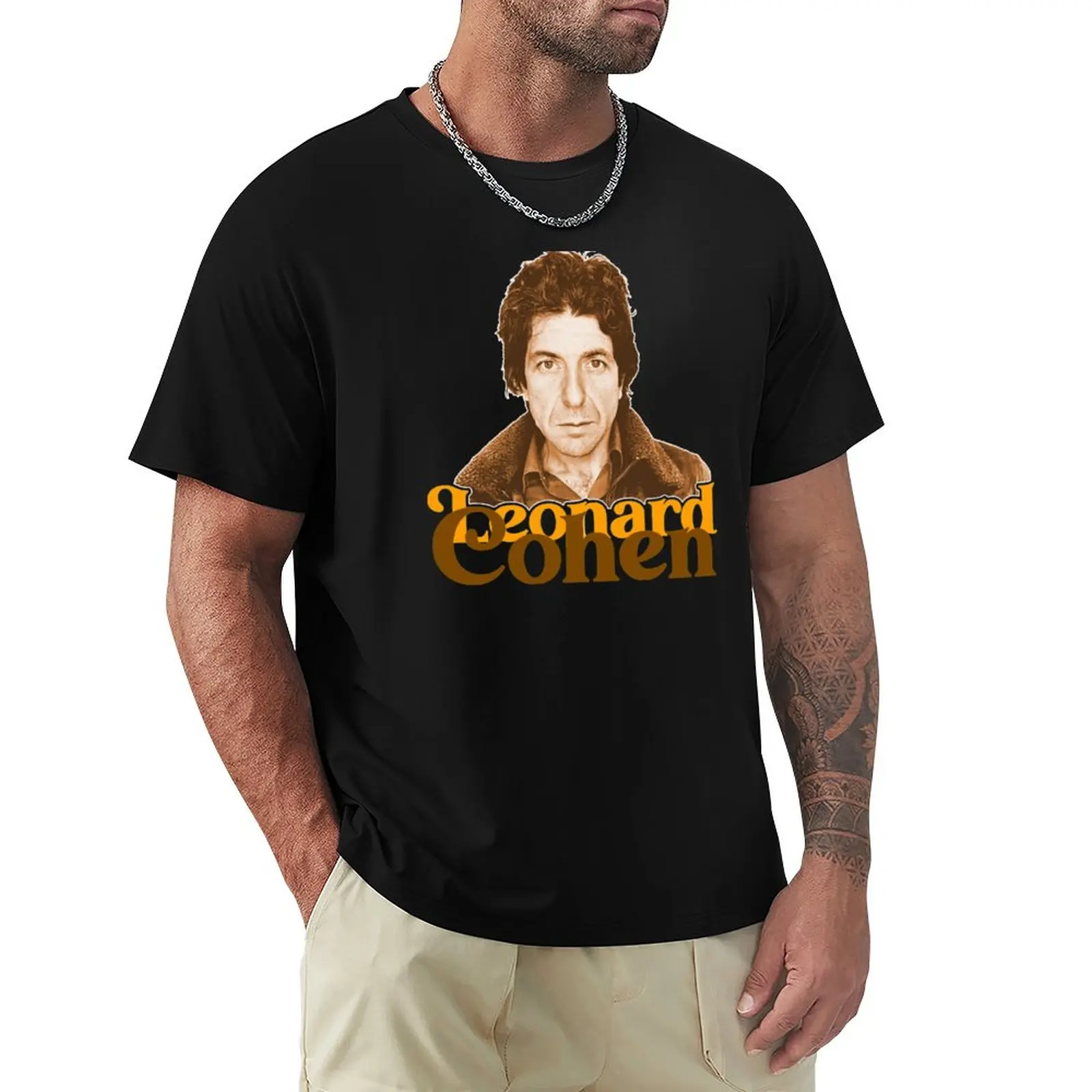 

Leonard Cohen Retro Sepia Portrait Fan Tribute T-Shirt vintage plus sizes sports fans Men's cotton t-shirt