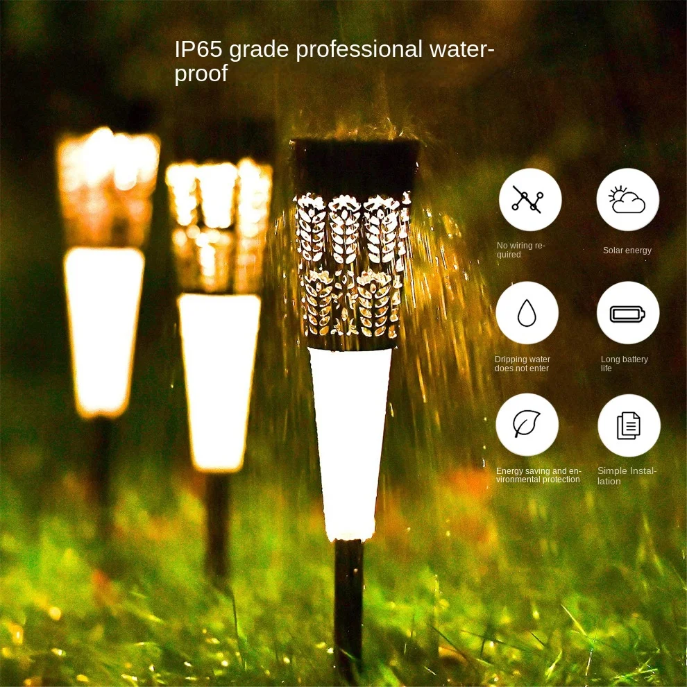 2PCS Outdoor Solar Waterproof Lawn Lights Plug Garden Landscape Light Atmosphere Ground Plug Path Light