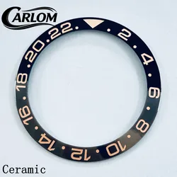 Multicolor GMT Aluminum/Ceramic Sloping Bezel Insert for 40mm Watch Case - Premium Watch Accessory (Black Gray - Rose)