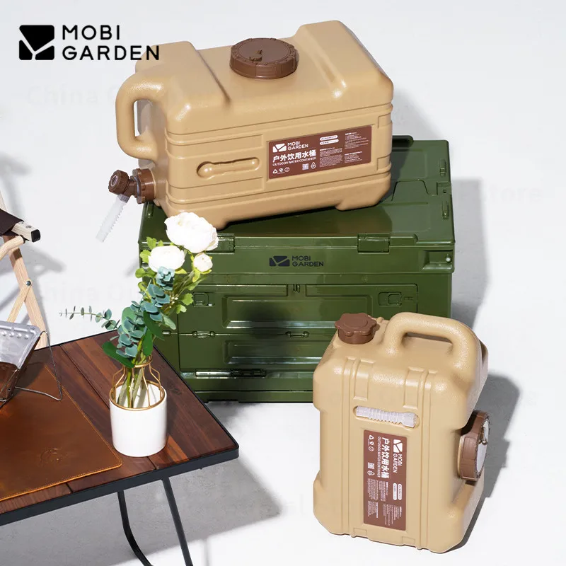 MOBI GARDEN 물탱크 13L/22L 수도꼭지 포함 초경량 휴대용 야외 캠핑 버킷 식품 등급 PE 여행 캠핑 장비