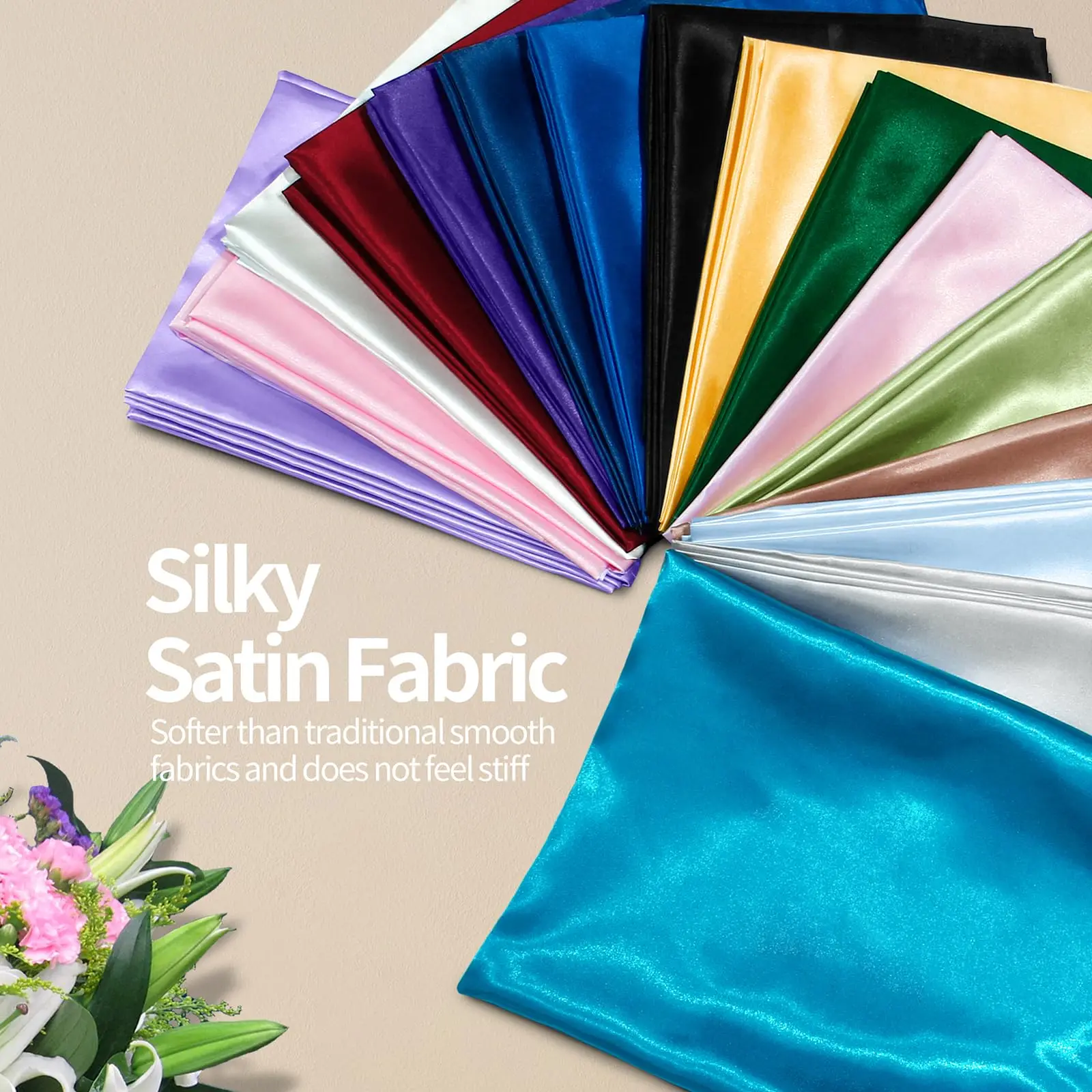 Luxurious Silky Satin Fabric for Elegant Creations, Smooth and Shiny Material for Wedding Attire, Fashion Design, and Creative Projects