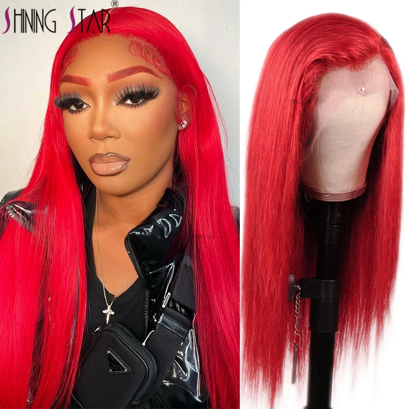 Red 13X4 Lace Front Human Hair Wigs Colored 99j Lace Front Wig Cherry