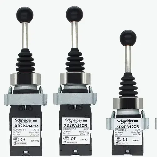 Interrupteur à Joystick Verrouillé 2 Positions XD2PA12 - 2NO - 220V/380V 5A/10A - IP55 - Pour Commande Industrielle