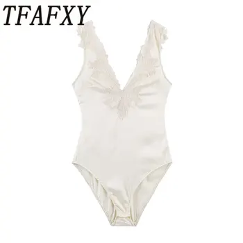 TFAFXY 2026 Summer Patchwork Lace Sexy Strap Women Bodysuit Backless High Waist Bodysuit Spring Slim Casual Streetwear