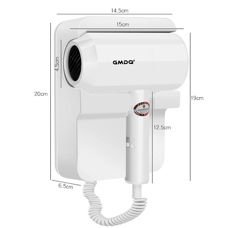 110V/220V Wall Mounted Hair Dryer 1300W Hotel Bathroom Hair Dryers Constant Temperature Dryer with Holder Base US/EU/UK/AU Plug 6