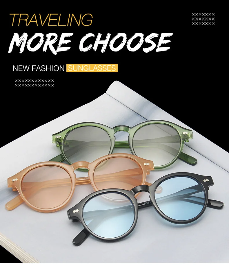 Retro Vintage Runde Polarisierte Sonnenbrille Männer Marke Designer Sonnenbrille Frauen Angeln Schwarz Rahmen Objektiv Brillen Fahren_voghion.com