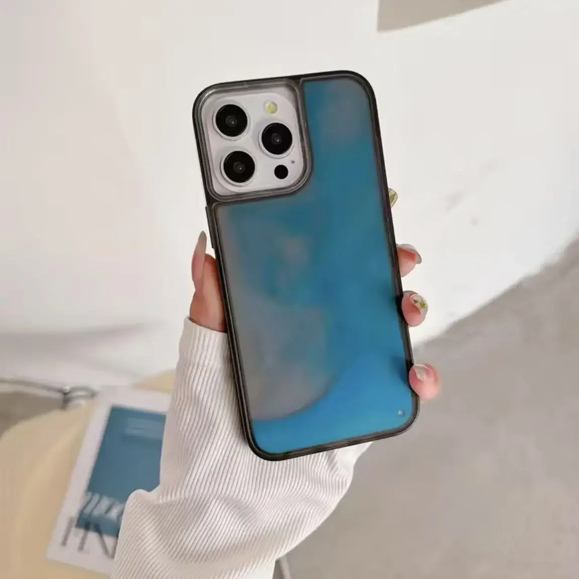 آيفون 16 15 14 13 12 برو ماكس بلس غطاء مضيئة الرما...