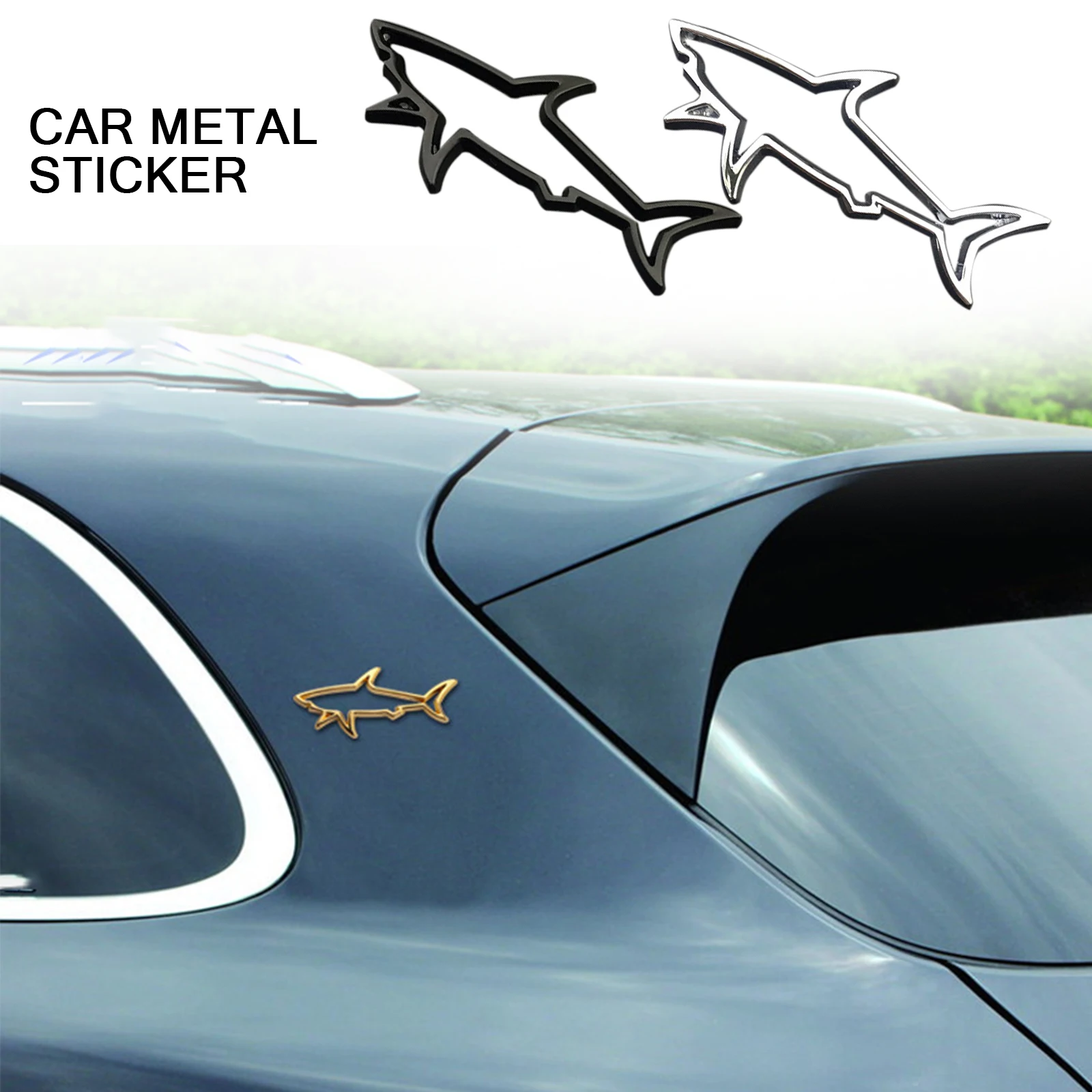 3D Metal Car Styling Sticker Hollow Fish Shark Emblem Badge Decals Automobiles Motorcycle Computer Fuel Cap Accessories