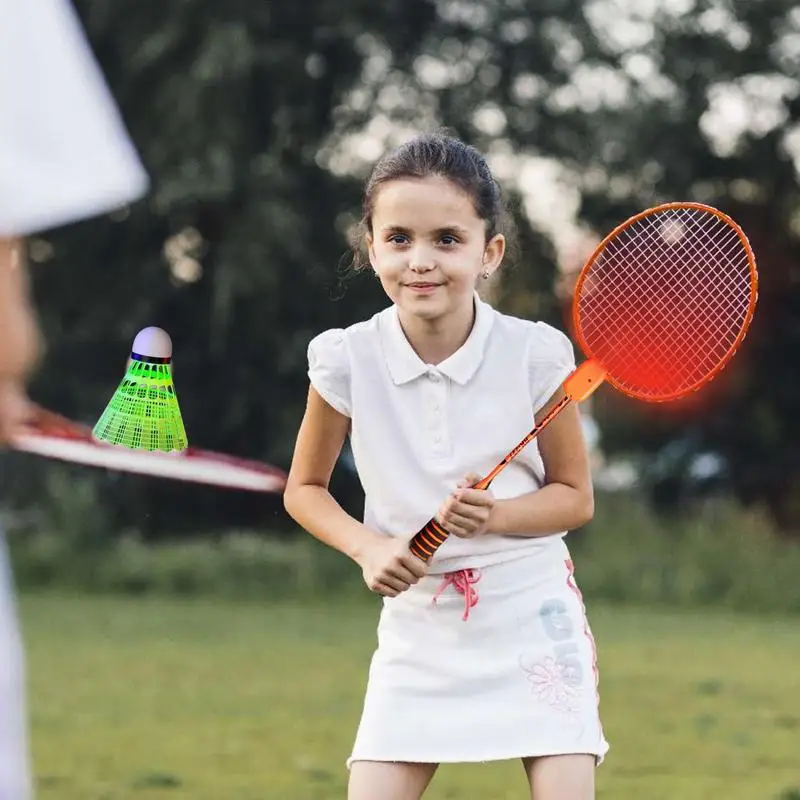 LED 라이트 업 배드민턴 라켓 훈련 세트, 나일론 배드민턴 라켓 세트, 다채로운 발광 LED