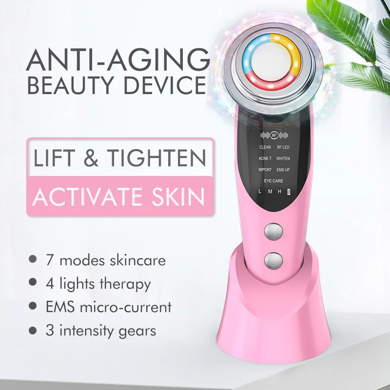 Beauty facial pores, facial cleansing, EMS , facial massage, radio frequency，smart color light rejuvenation  face slimming tool