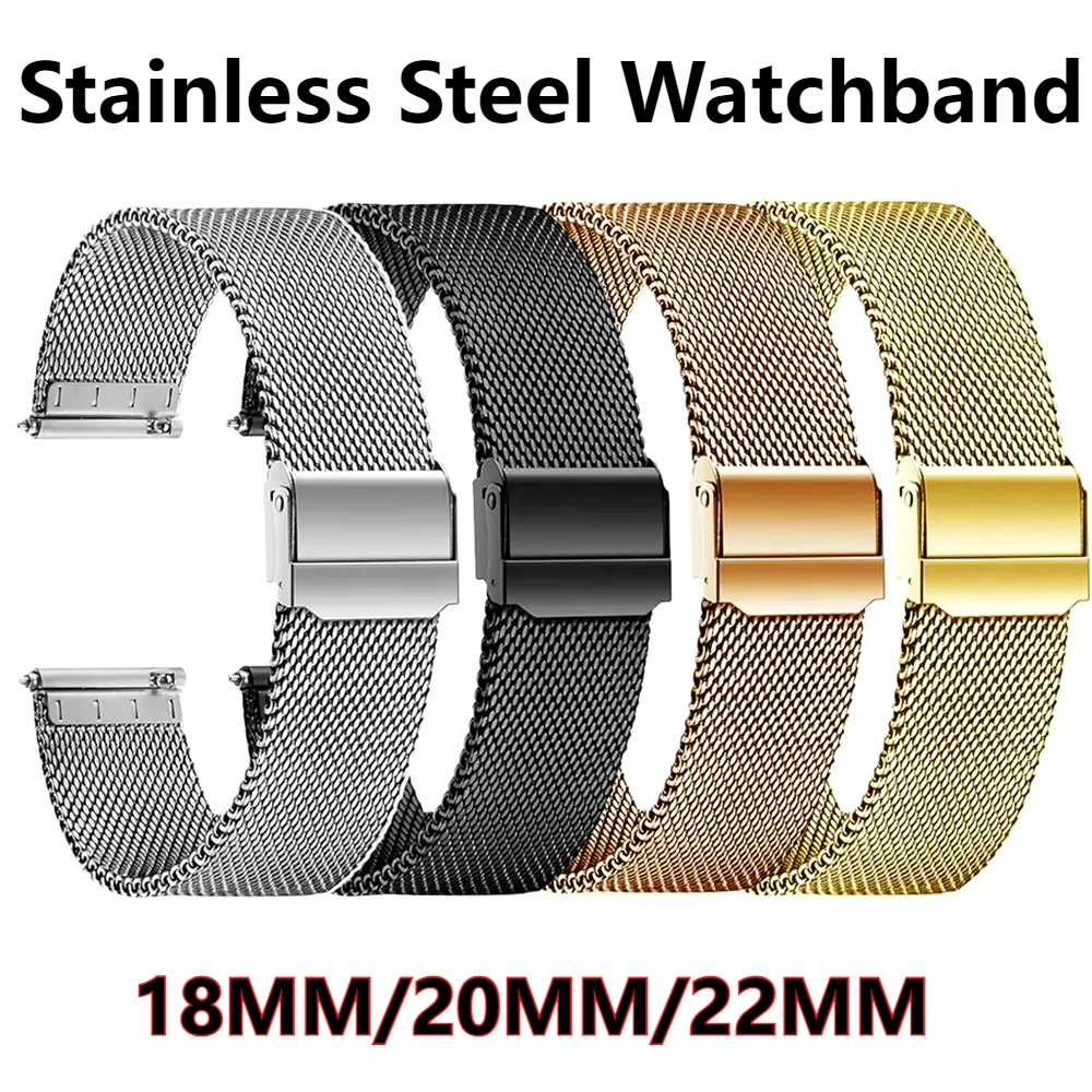 Milanese Stainless Steel Mesh Buckle Watch Strap Bracelet
