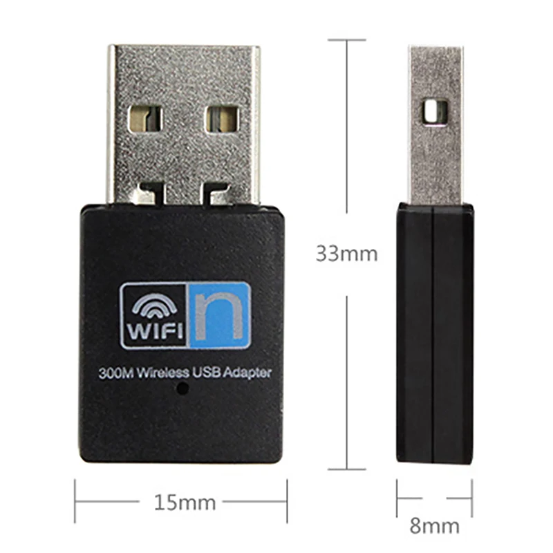 PC 데스크탑 컴퓨터용 미니 USB 무선 리시버 와이파이 어댑터, WLAN 카드, RTL8188 어댑터 네트워크 카드, 300Mbps, 802.11b/g/n, 1PC