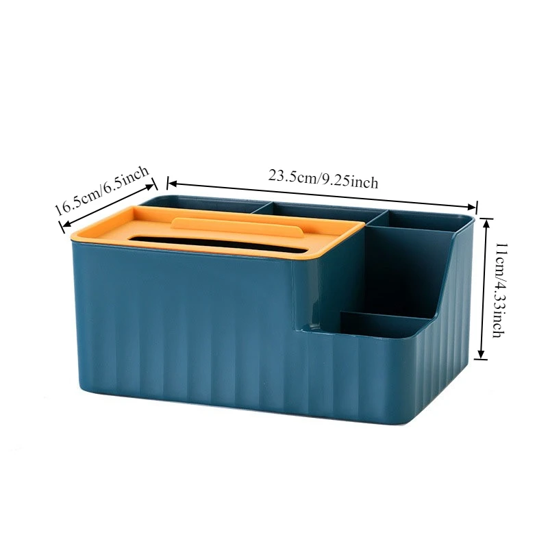 6-Section Desk Organizer - Multifunctional Tissue Box With Remote Holder Plastic Storage For Living Room Kitchen & Office - 5