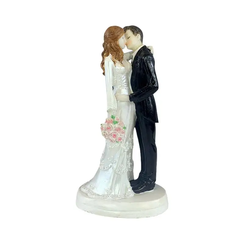 

Resin Wedding Cake Topper 1PCS decorative Bride and Groom Wedding Cake Toppers Handmade Marry Figurine for Valentine's Day