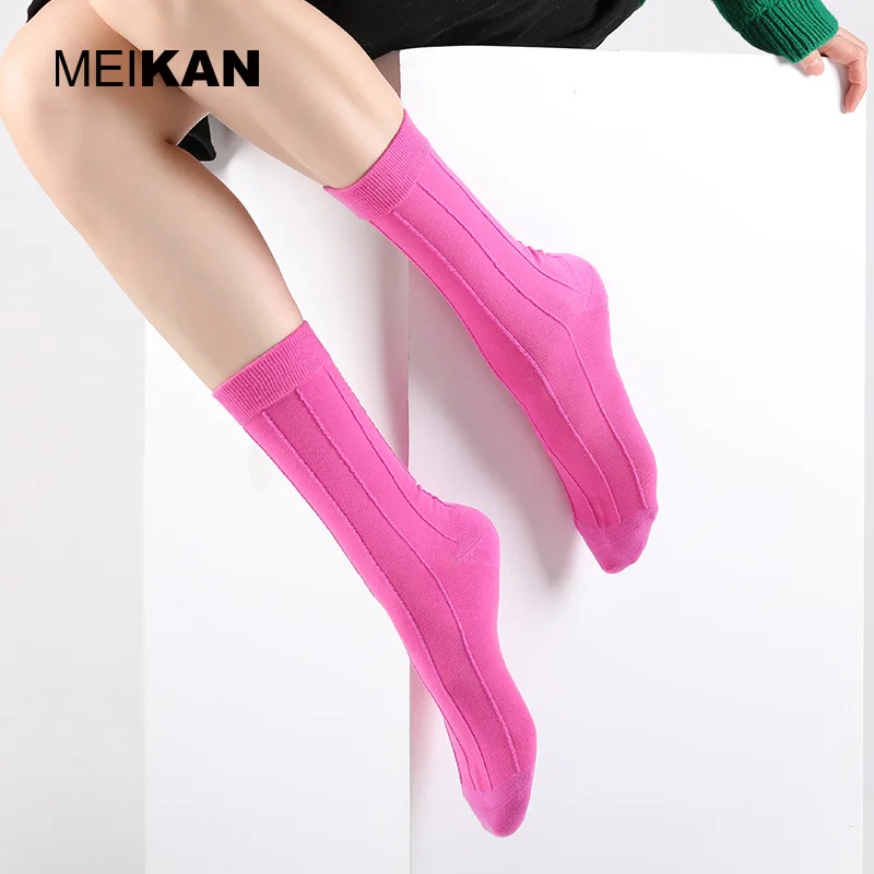 Personalized Matching Cotton Socks for Women, Pink Rose Red Series, Viva Magenta, Fashion Socks